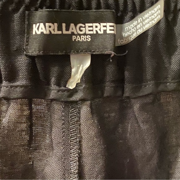 KARL LAGERFELD PARIS Women's Linen Blend Cropped Pants Size 14 - Picture 10 of 11